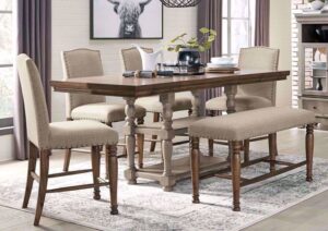 Mesa extensible set de comedor con altura y 4 sillas mas una banca Lettner D733-32+D733-00+D733-124*4