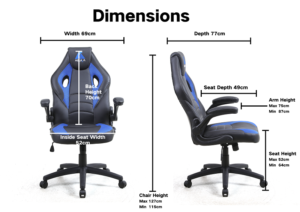 Silla Oficina Hogar Ergonomico Ejecutivo Comodo Cyber  Gamer Computacion WCF-3003 NEG/AZU - Imagen 7