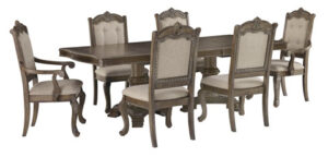 Juego de Comedor Rectangular Extensible con 6 Sillas y 2 Sitiales Charmond D803-55B+55T+D803-01*6+D803-01A*2 - Imagen 15