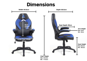 Silla Oficina Hogar Ergonomico Ejecutivo Comodo Cyber Gamer Computacion WCF-3006 NEG/AZU - Imagen 7
